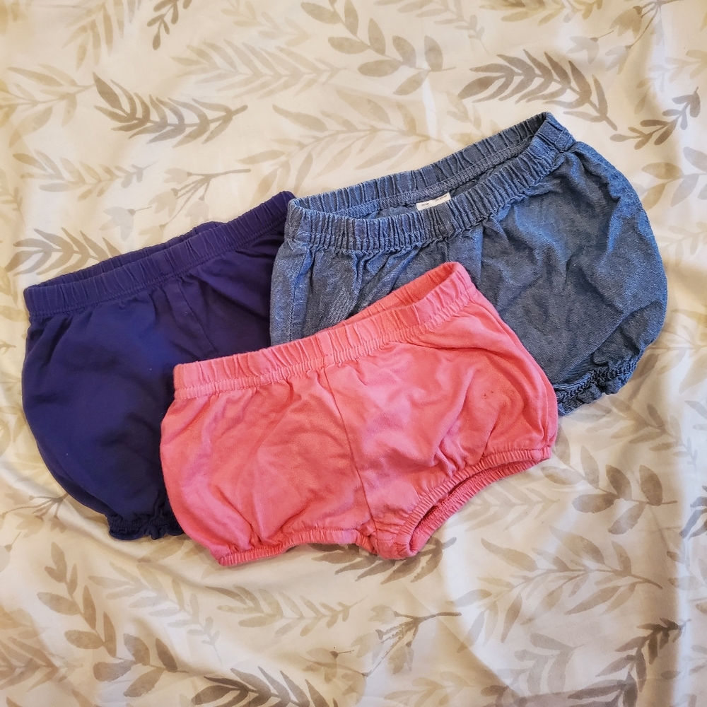 Bundle of 3, Carter's Brand Bloomers, Denim, pink, navy, 12 Month Girl